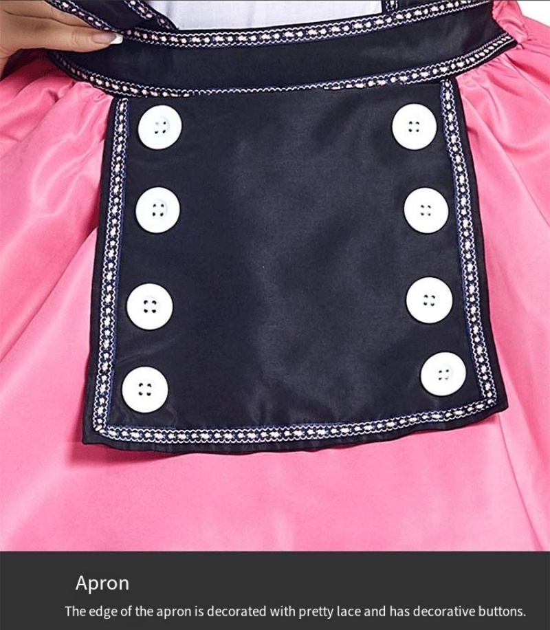 Traditional Dirndl Dress Costume Off-Shoulder Design with Lace Trim for Women